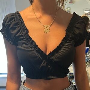NWT Adika Black Tie Crop Top